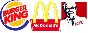 «Бургер кинг», «Макдональдс», «Ростикс KFC»