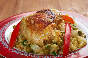 Перуанское блюдо Arroz con Pato